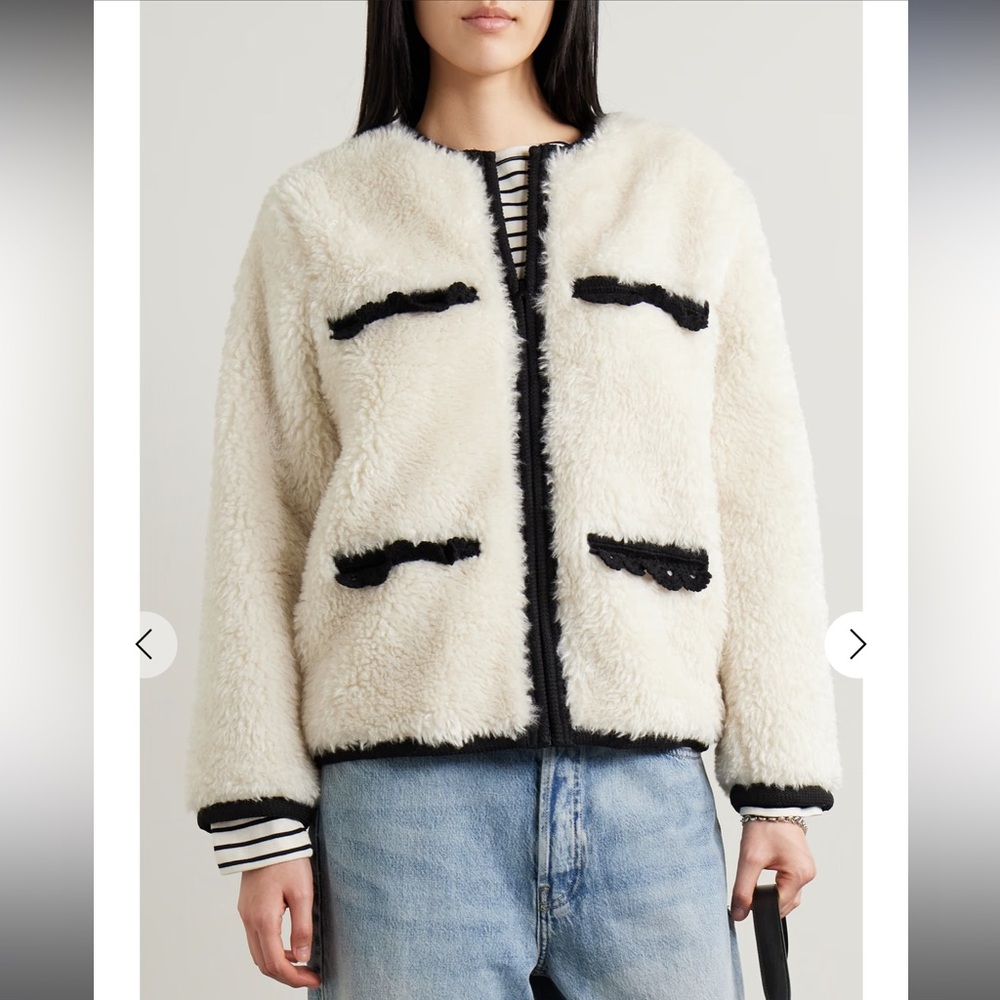 SEA NY Harper Crotched Wool Trimmed Faux Fur Jacket